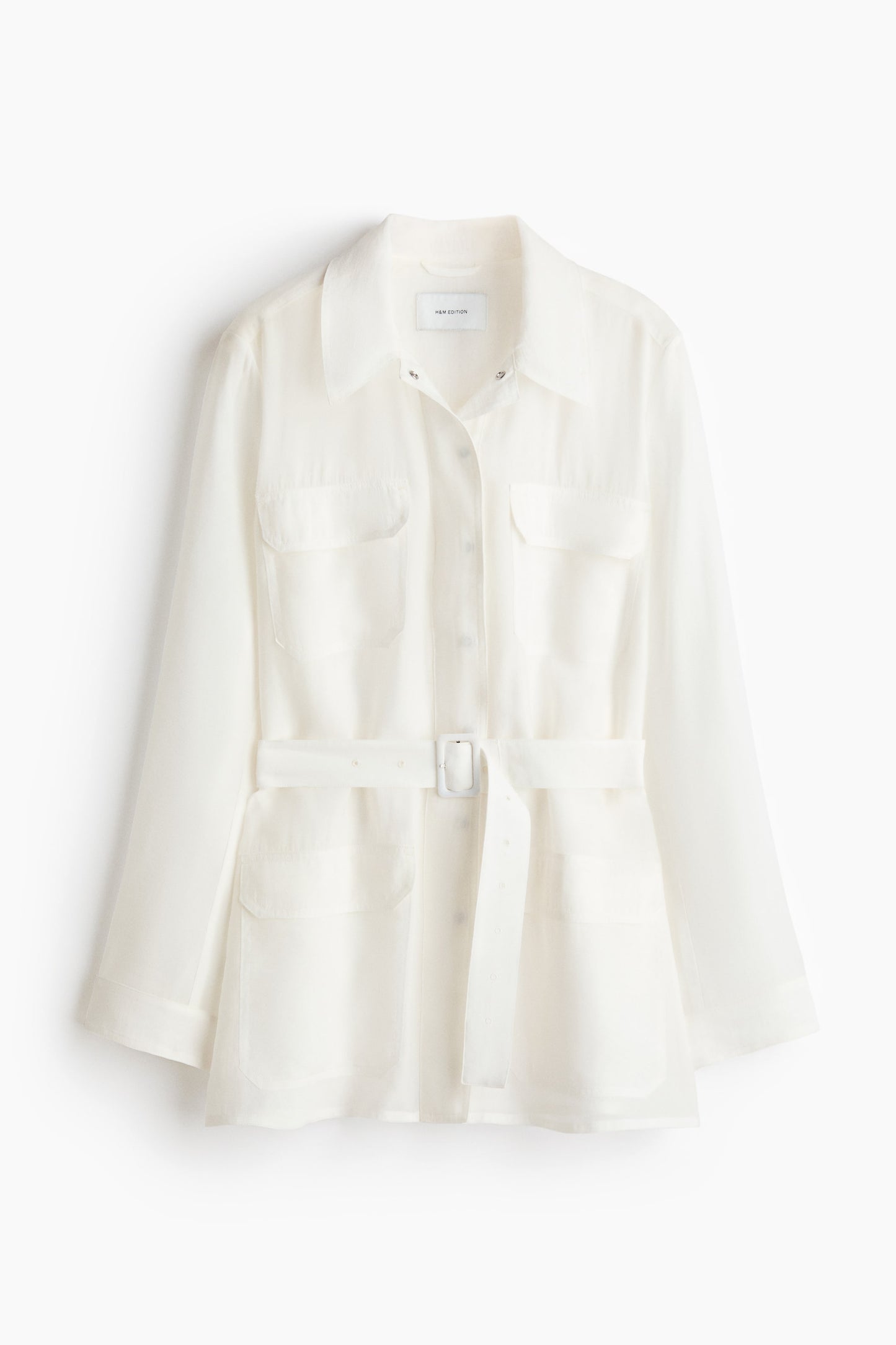 Women's White Belted cargo jacket