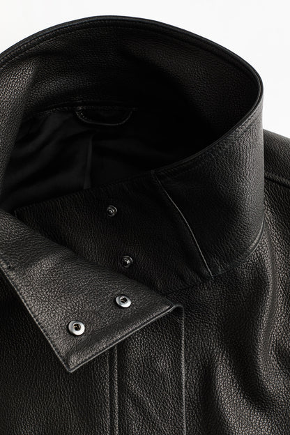 Peplum leather jacket