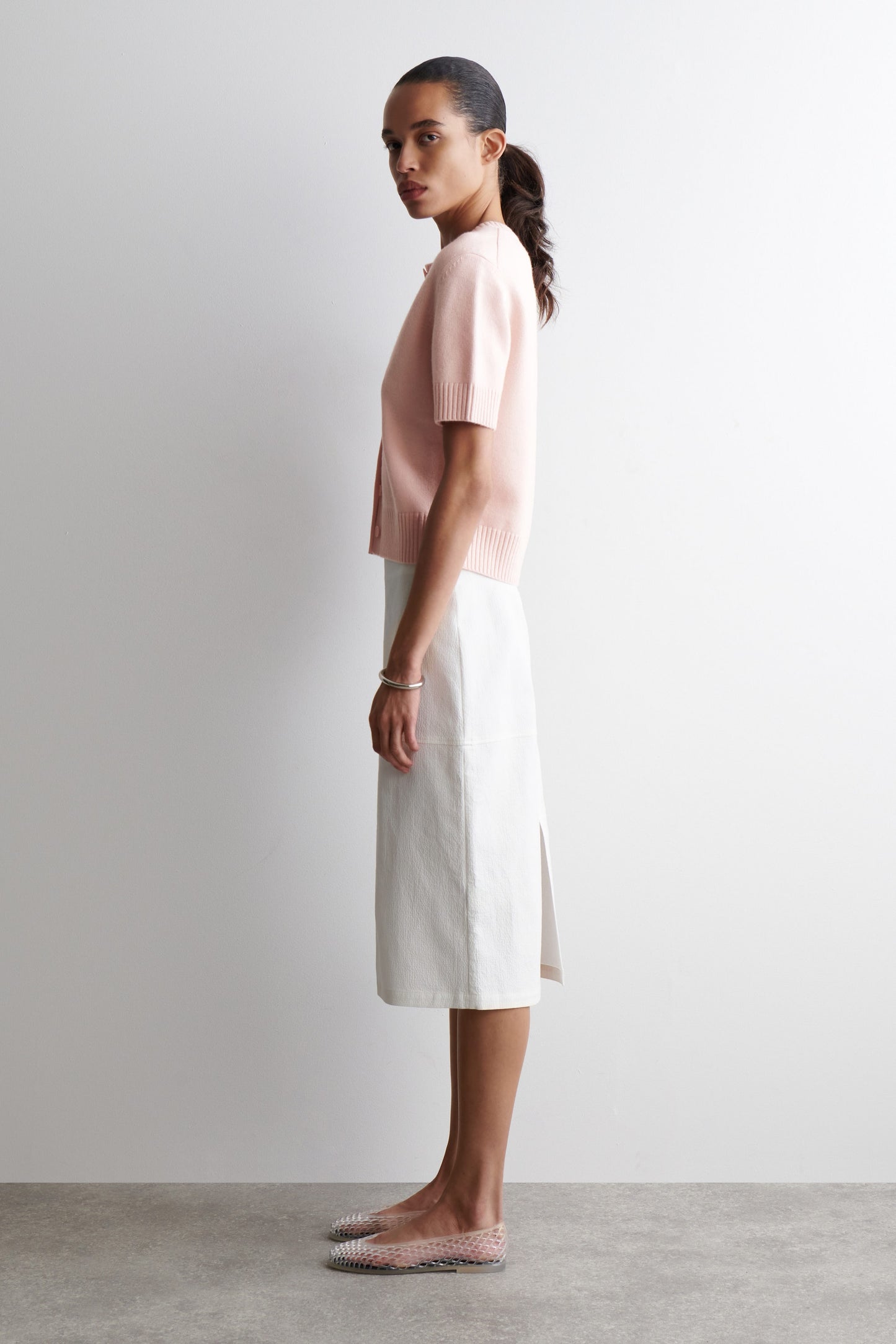 Merino Wool Short-Sleeved Cardigan
