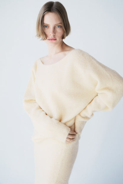 Alpaca-blend one-shoulder jumper