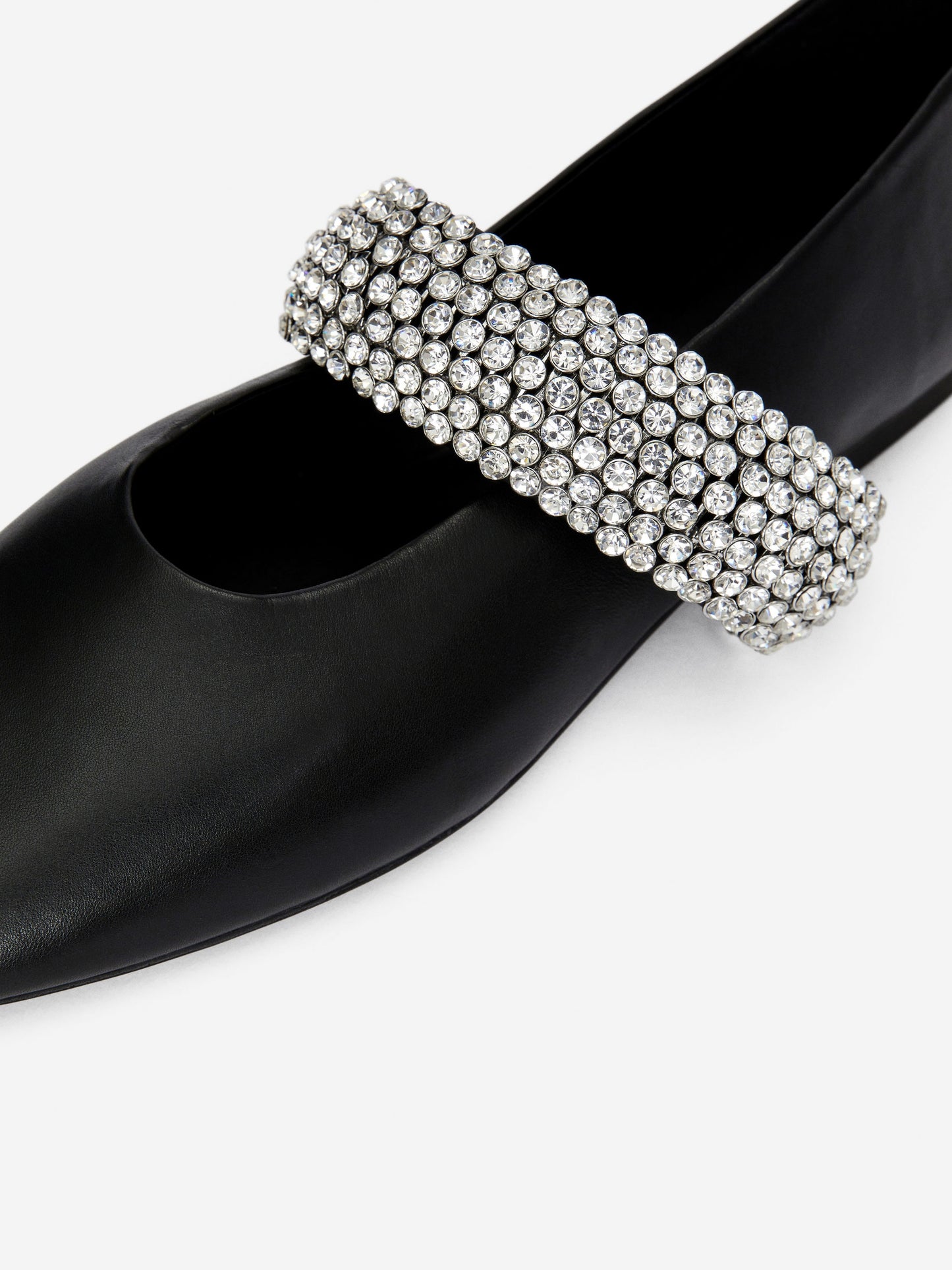 Rhinestone Leather Flats