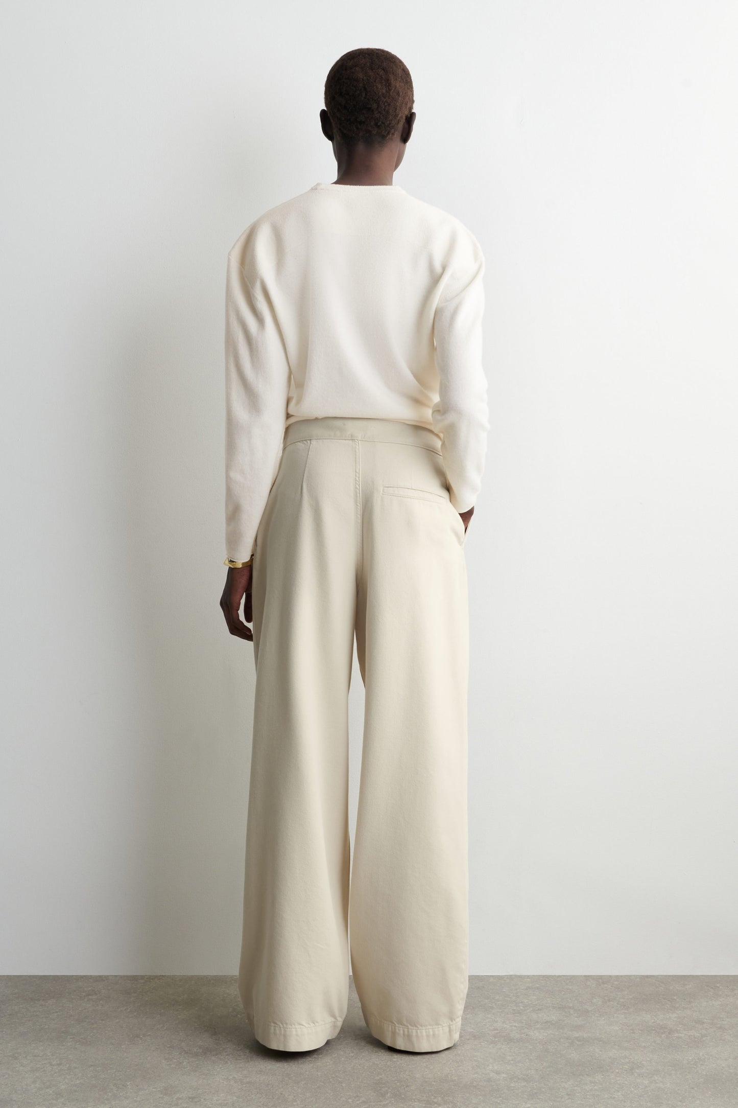 Pleated Wide-Leg Denim Trousers