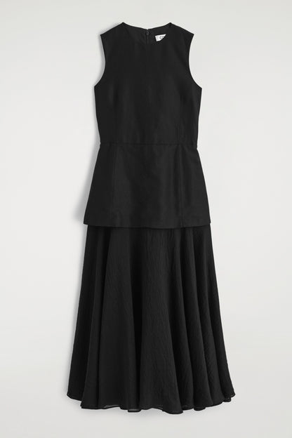 Layered Peplum Midi Dress