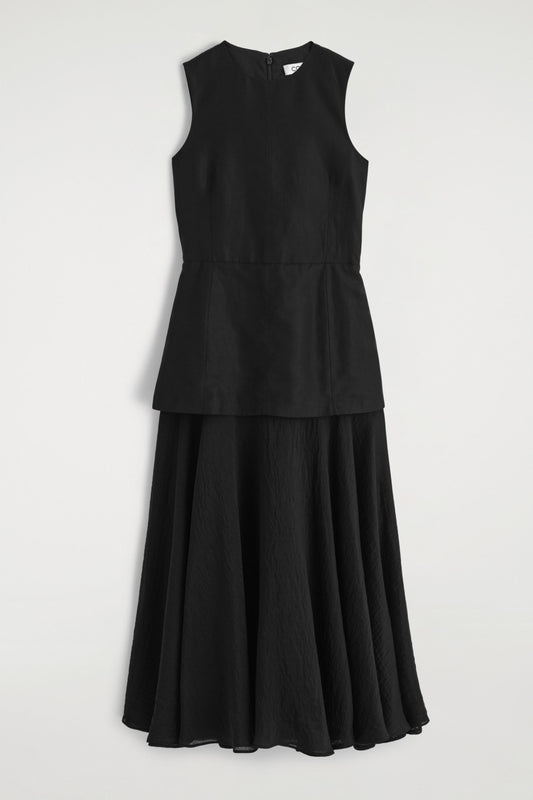 Layered Peplum Midi Dress