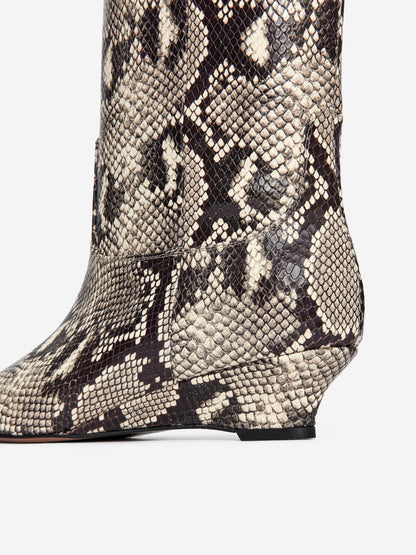 Wedge-Heel Leather Boots