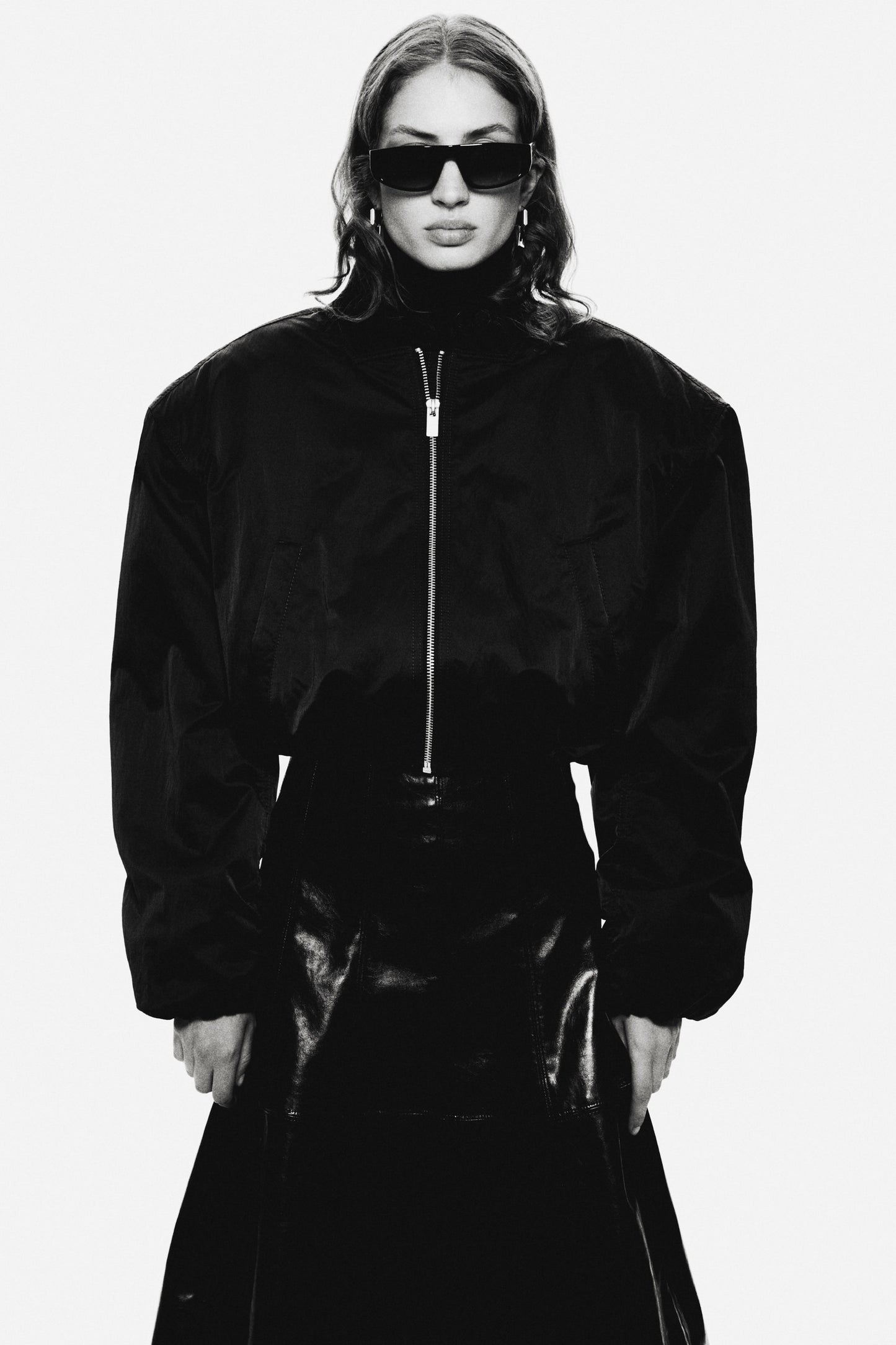 Shoulder-pad bomber jacket