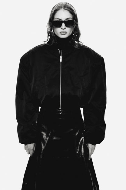 Shoulder-pad bomber jacket
