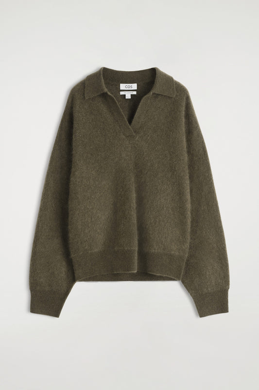 Brushed-Cashmere Polo Jumper