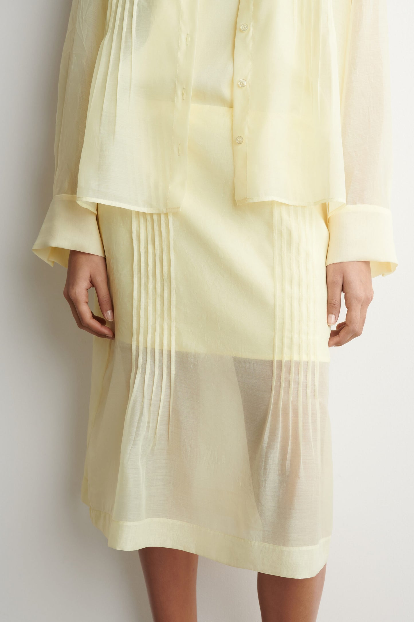 Sheer pintucked skirt