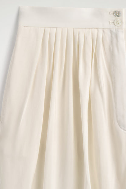 Draped Pleated Straight-Leg Trousers