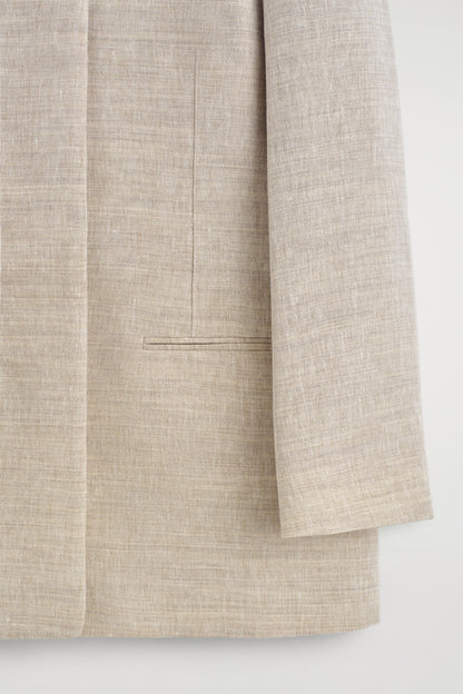 Structured Collarless Linen Blazer