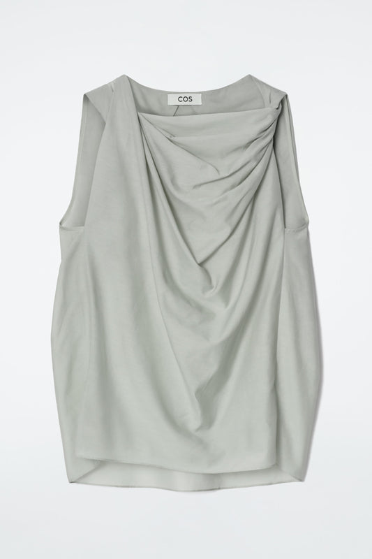 Draped cotton-silk top