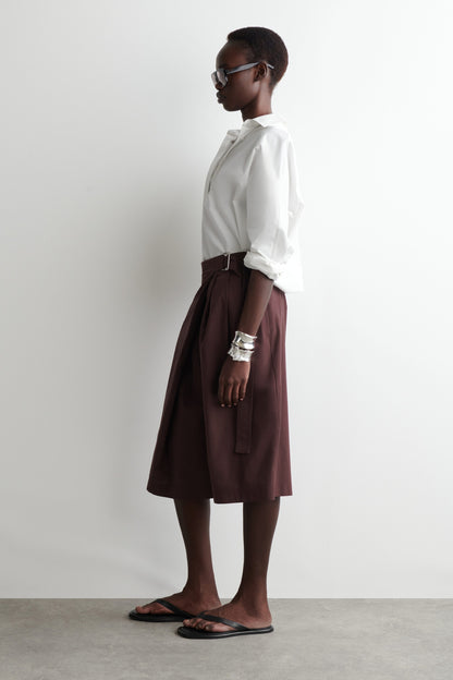 Belted wrap-front cotton shorts