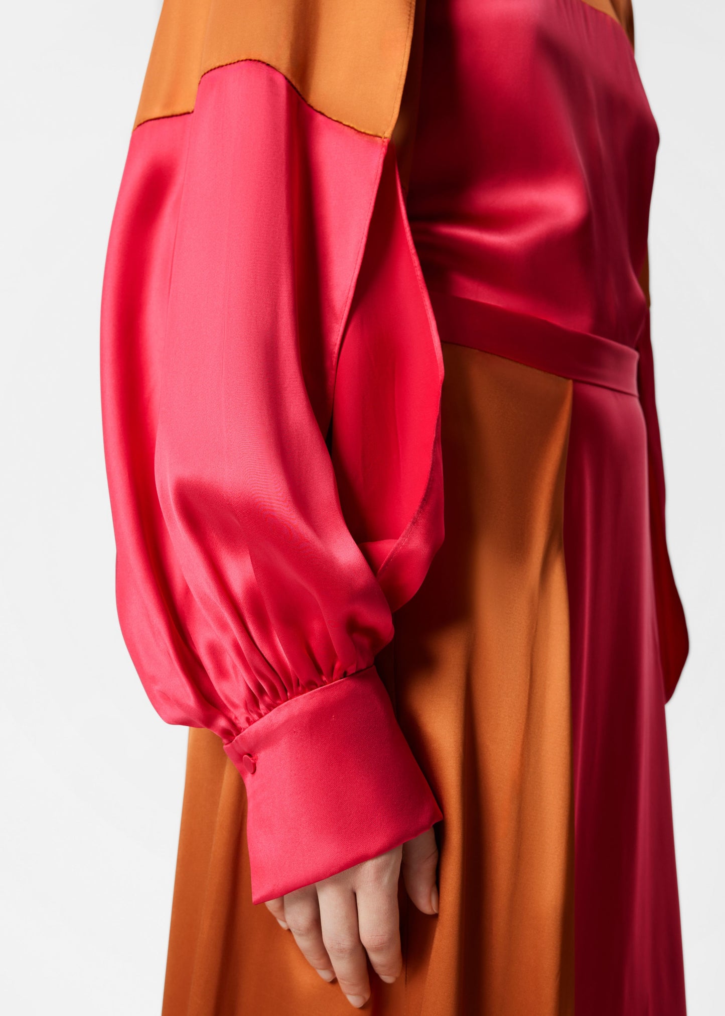 Colour-Block Satin Blouse