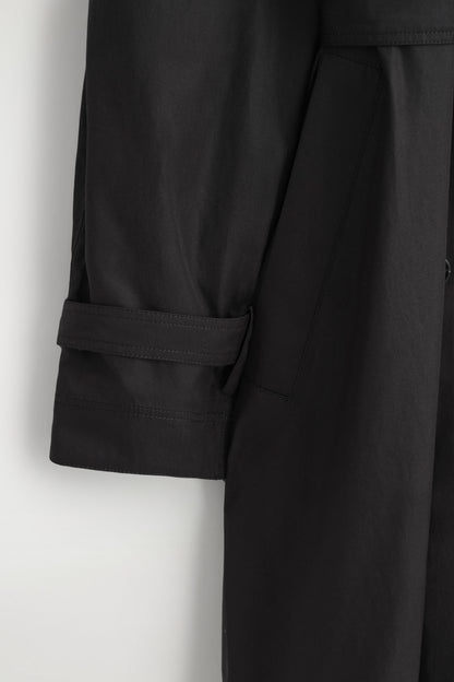 Funnel-Neck Cotton Trench Coat