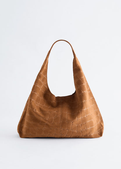 Small Suede Croco Tote Bag