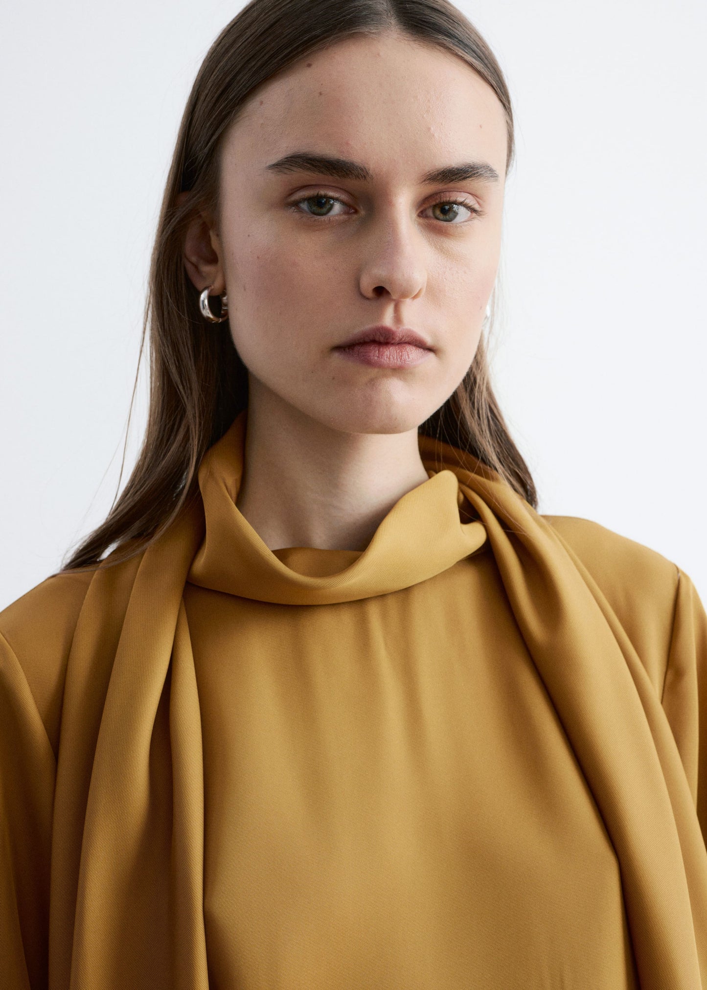 Scarf-Neck Midi Dress