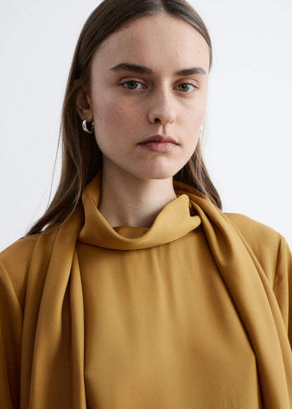 Scarf-Neck Midi Dress