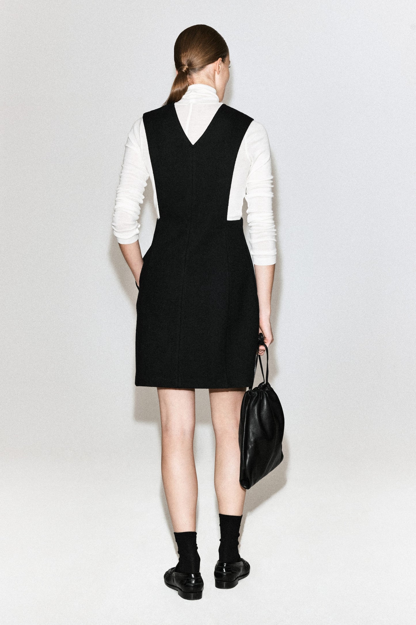 Boiled Wool-Blend Mini Pinafore Dress