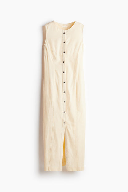 Linen-blend dress
