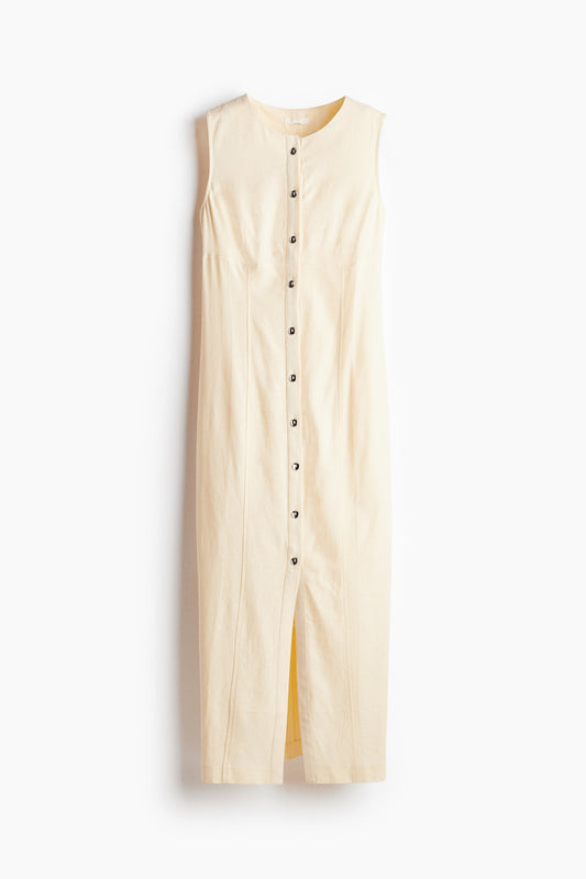 Linen-blend dress