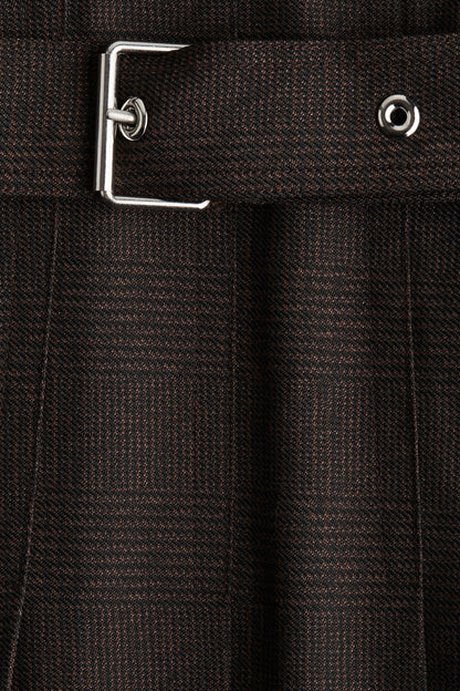 Belted pleated skirt