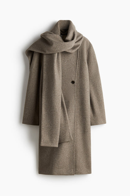 Scarf-detail coat