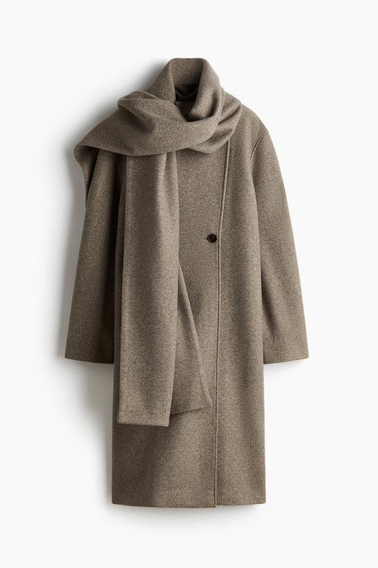 Scarf-detail coat