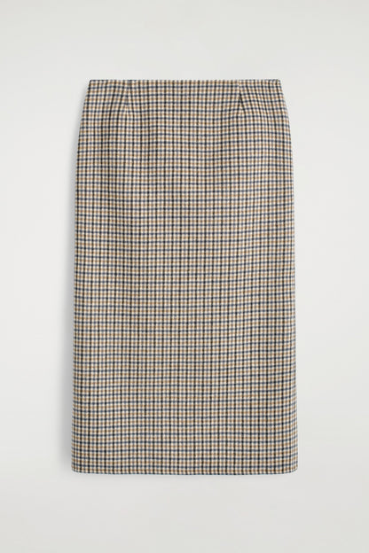 Checked Double-Faced Wool Skirt