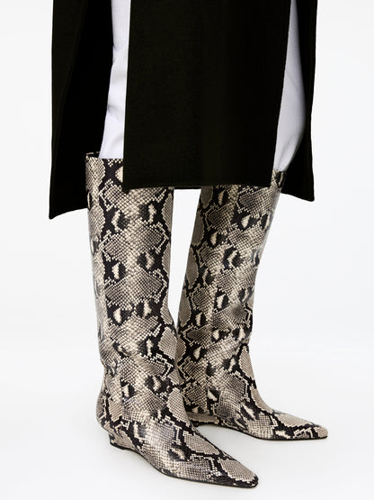 Wedge-Heel Leather Boots