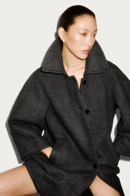 Sculpted Wool-Blend Coat