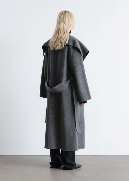 Shawl-Collar Wool Maxi Coat