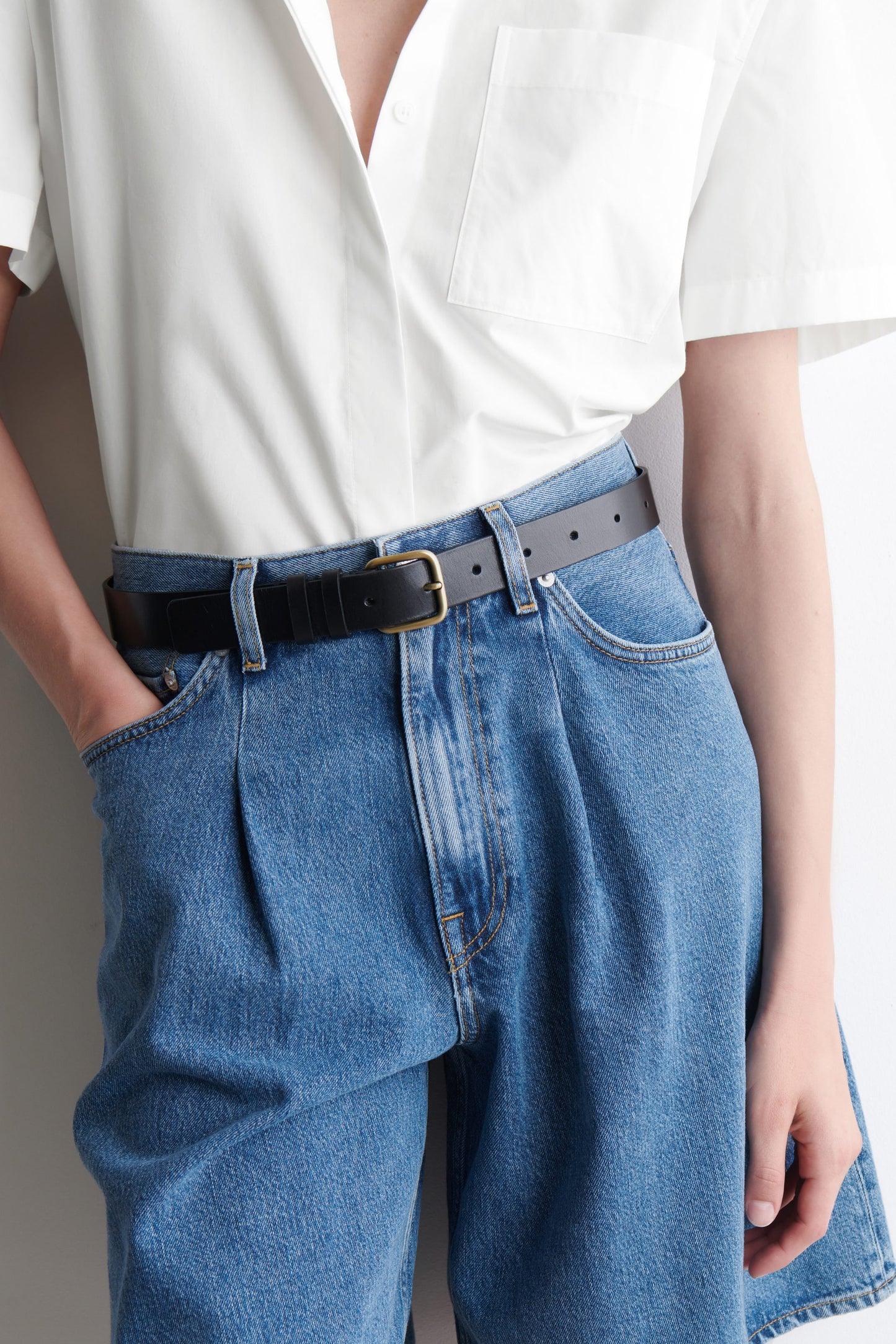 Wide-Leg Denim Shorts