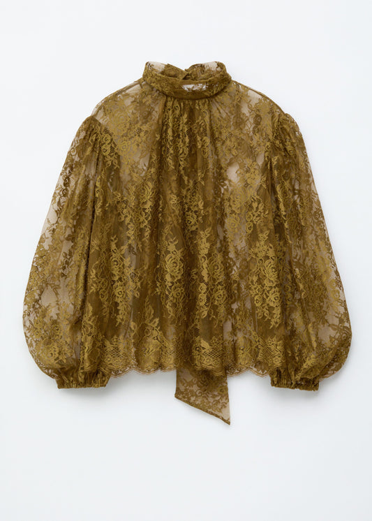 Lace Bow-Ribbon Blouse