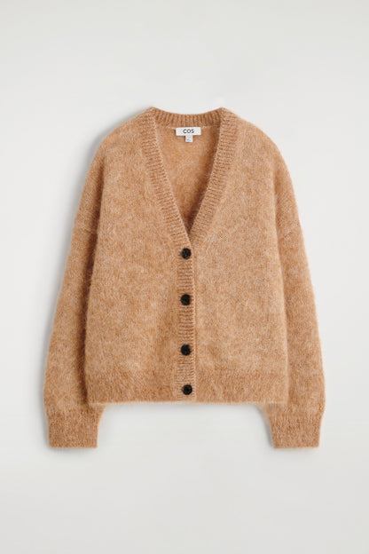 Mohair-Wool V-Neck Cardigan