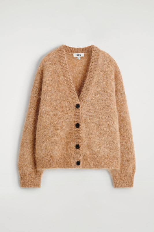 Mohair-Wool V-Neck Cardigan