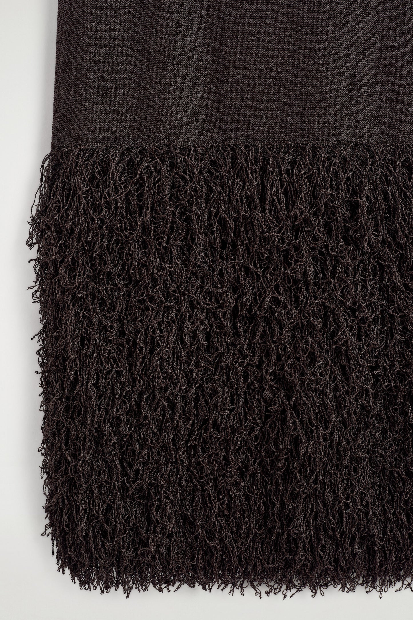 Fringed-Hem Knitted Column Dress