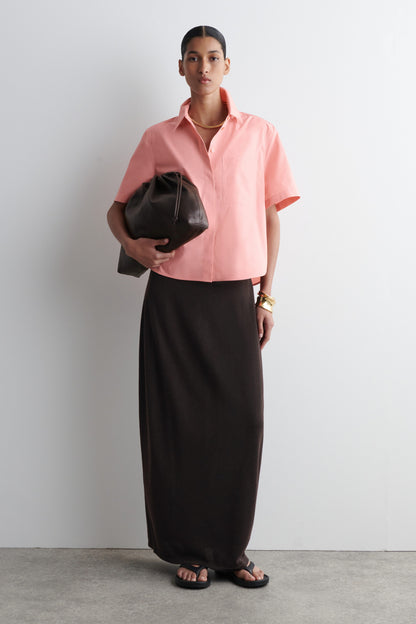 Cropped Short-Sleeved Cotton Shirt