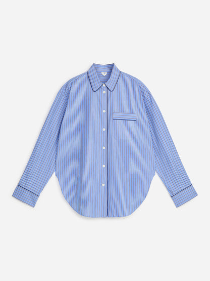 Contrast-Piping Cotton Shirt