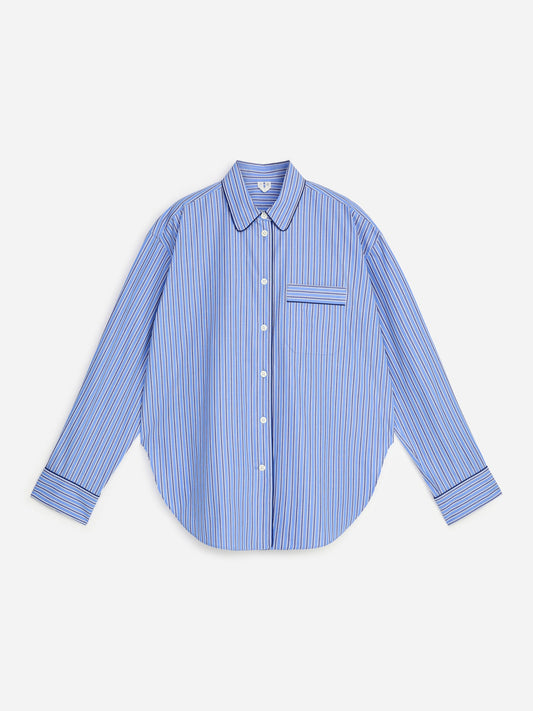 Contrast-Piping Cotton Shirt