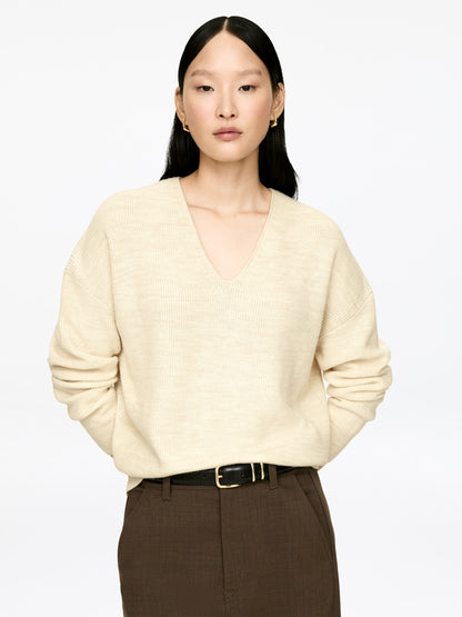 Wool-Cotton V-Neck Jumper