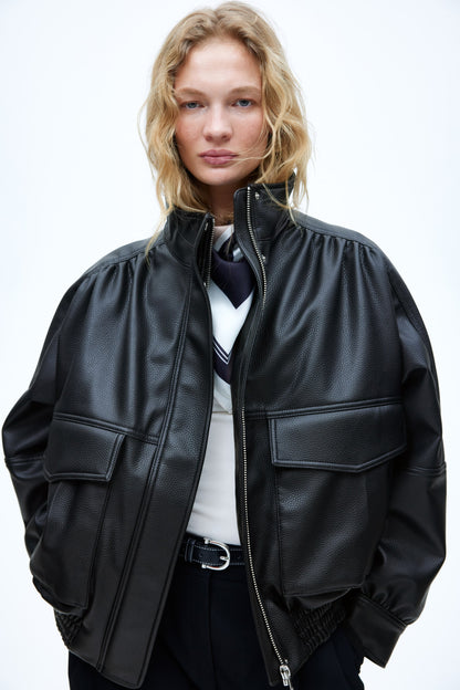 Coated bomber jacket