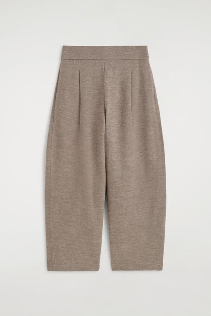 Boiled-Wool Barrel-Leg Trousers