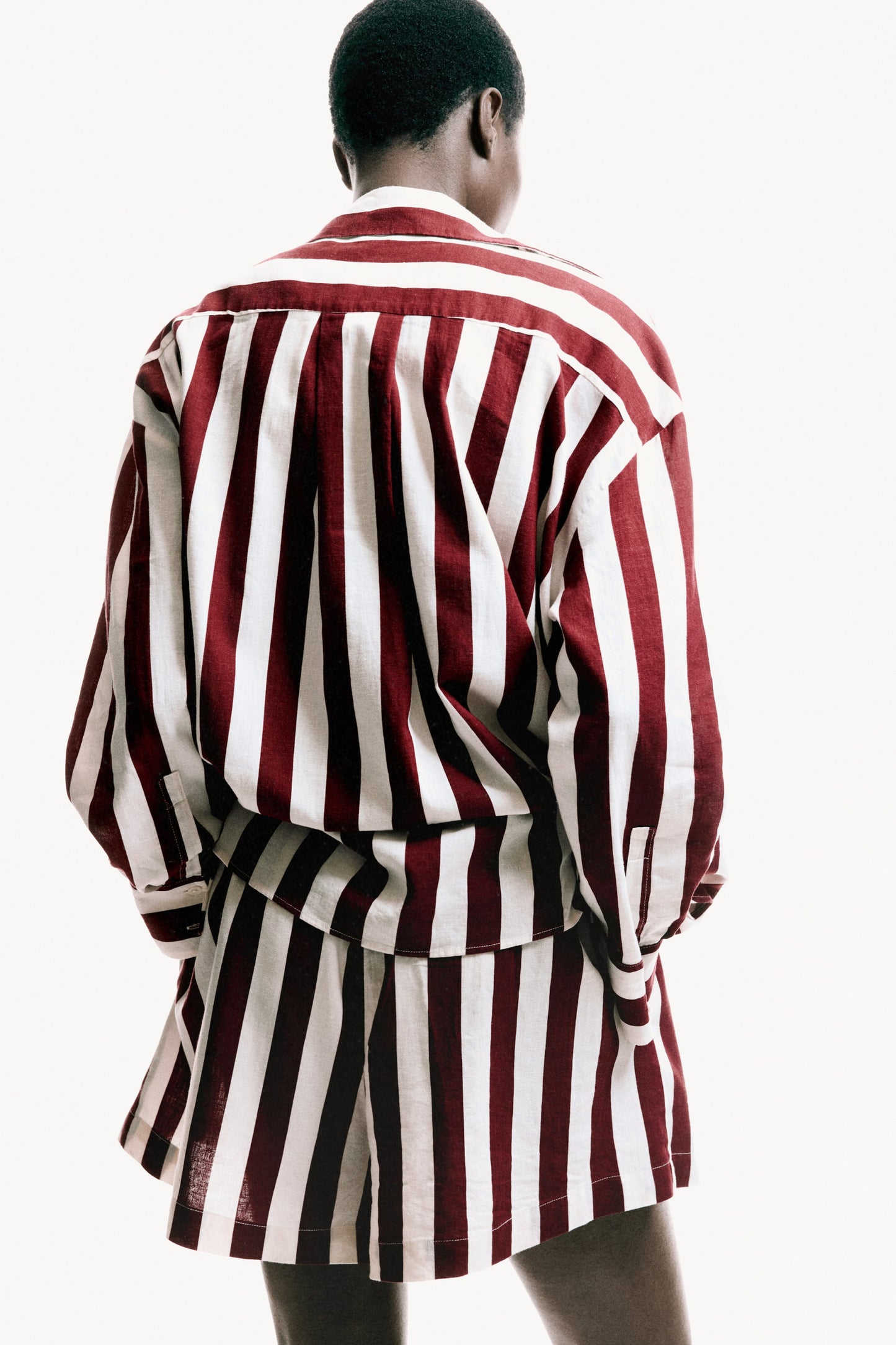 Striped Linen-blend shorts