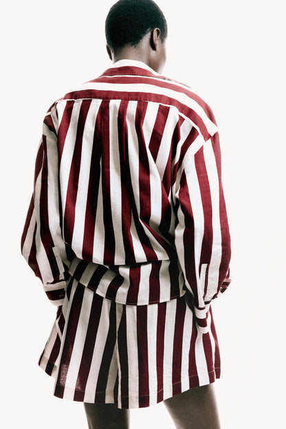 Striped Linen-blend shorts