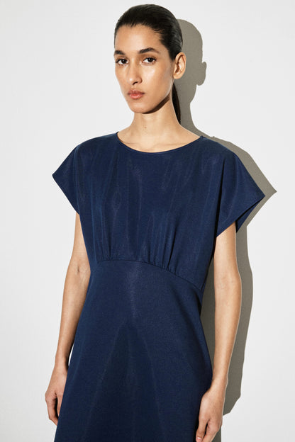 Sculpted Gathered Jersey Midi Dress