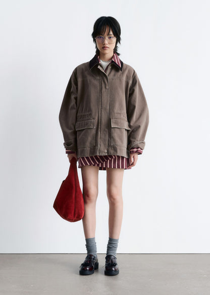Cord-Collar Denim Jacket