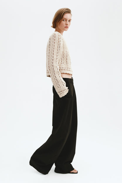 Crochet-look cotton jacket