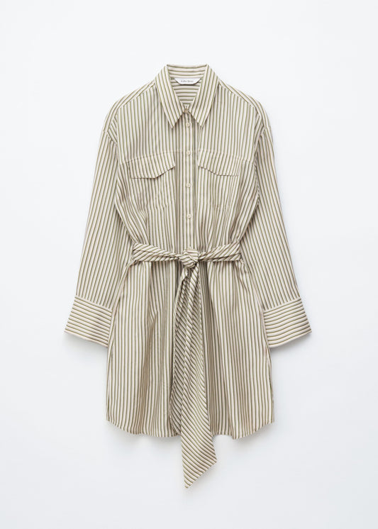 Tie-Belt Mini Shirt Dress