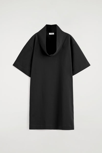 Funnel-Neck Cocoon Mini Dress